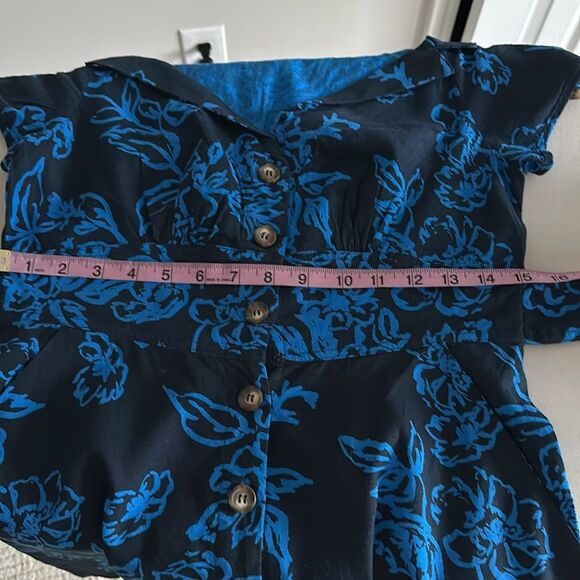 Free People Blue Floral A Thing Called Love Linen Blend A line dress Size 8 - Picture 8 of 13